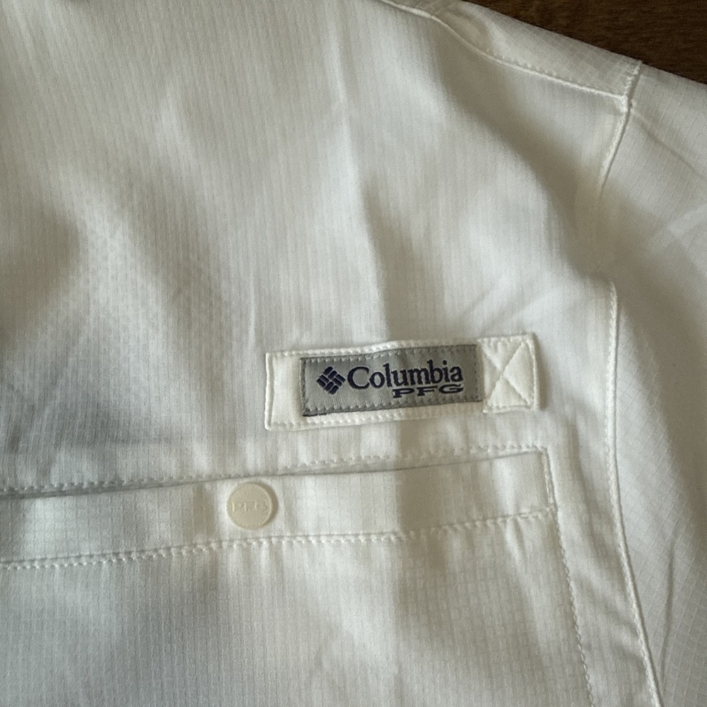 NEW Columbia PFG Clemson Tigers Mens Medium White Vented Fishing Shirt UPF 40 - Picture 3 of 8